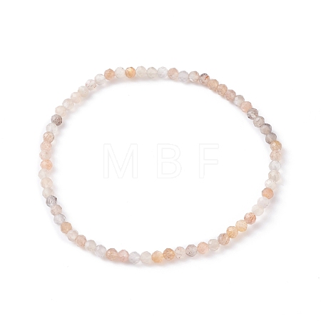 3mm Natural Moonstone Beads Stretch Bracelet for Girl Women BJEW-JB07284-02-1