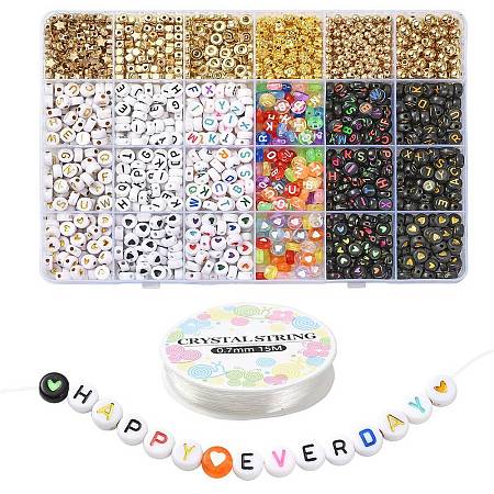 DIY Star & Flower & Letter Acrylic & Plastic Stretch Bracelet Beaded Necklace Making Kit DIY-YW0008-43-1
