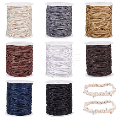 8 Rolls 8 Colors Waxed Cotton Thread Cords YC-PH0002-46-1