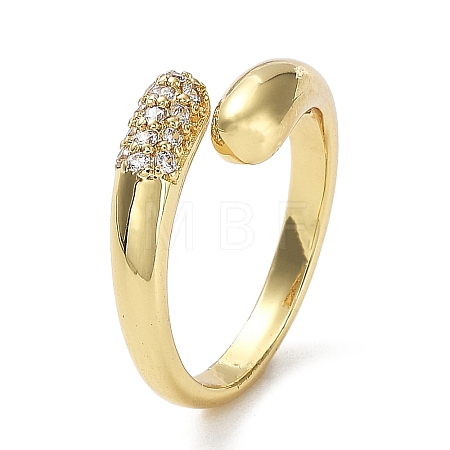 Rack Plating Brass Micro Pave Cubic Zirconia Open Cuff Rings RJEW-Q777-12G-1