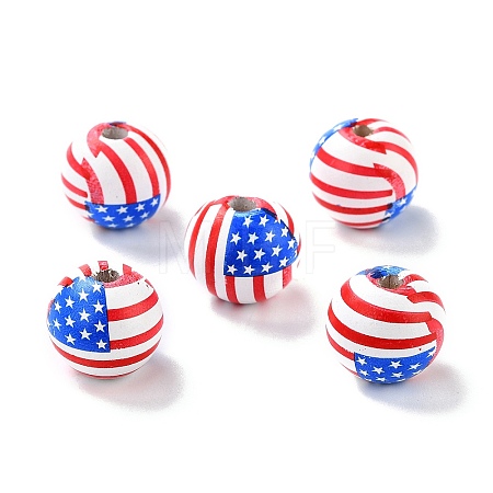 Independence Day Natural Wood Beads X1-WOOD-K006-B01-1
