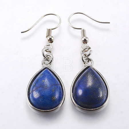 Natural Lapis Lazuli Dangle Earrings X-EJEW-P143-A07-1