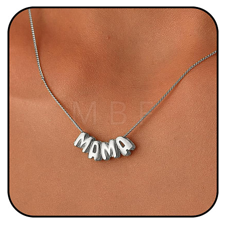 Brass Word MAMA Pendant Necklaces for Mother's Day FS-WGD8FB9-01-1