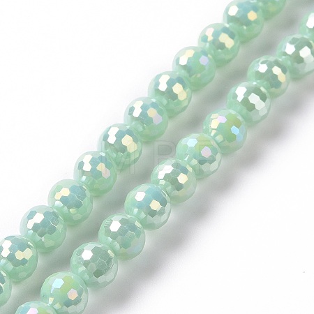 Electroplate Opaque Solid Color Glass Beads Strands GLAA-E036-10D-1