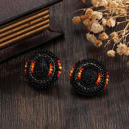 Bohemian Style Vintage Colorful Glass Seed Bead & Rhinestone Beaded Stud Earrings VY5957-5-1