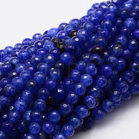 Faceted Natural Agate Round Beads Strands G-E319A-6mm-05-1