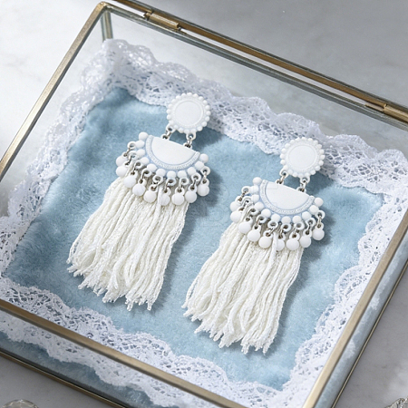 Zinc Alloy Tassel Chandelier Earrings PC6509-1-1