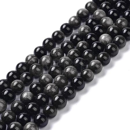 Natural Silver Obsidian Beads Strands G-D083-01C-1