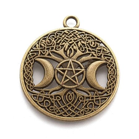 Tibetan Style Hollow Alloy Pendants TIBEP-F075-01AB-RS-1