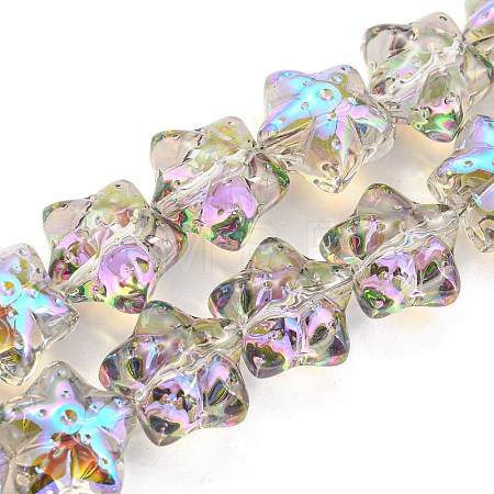 Half Rainbow Plated Electroplate Transparent Glass Beads Strands EGLA-G037-07A-HR03-1