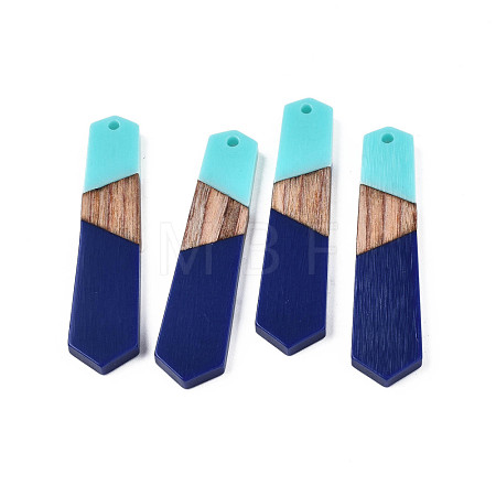 Opaque Resin & Walnut Wood Pendants RESI-T009-03-C04-1