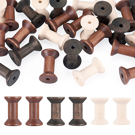 30Pcs 3 Styles Wood Thread Bobbins TOOL-TA0001-21-1