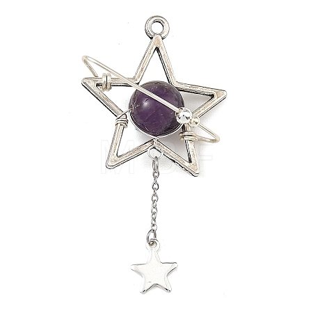 Natural Amethyst Pendants PALLOY-TA00444-03-1