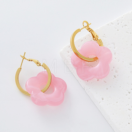 304 Stainless Steel Resin Hoop Dangle Earrings for Women QH5612-6-1