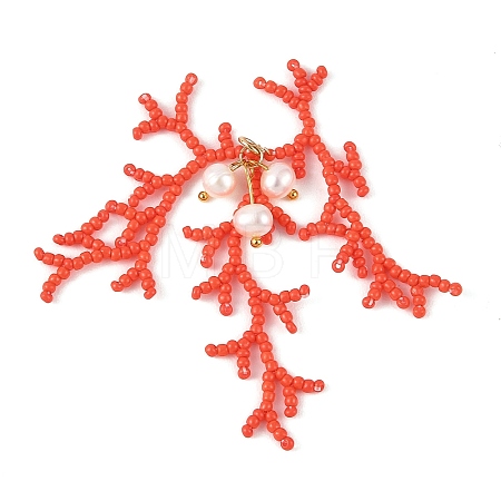 Glass Seed Beaded Big Pendants PALLOY-MZ01399-01-1
