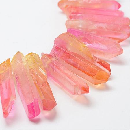 Electroplate Natural Quartz Crystal Beads Strands G-F462-01B-1