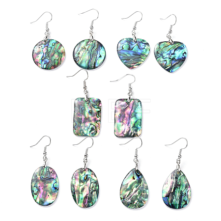 Abalone Shell/Paua Shell Dangle Earrings EJEW-K081-02-1
