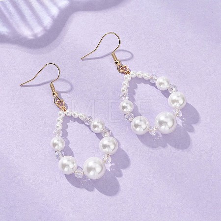 304 Stainless Steel & Natural Cultured Freshwater Pearl Teardrop Dangle Earrings EJEW-JE06862-1