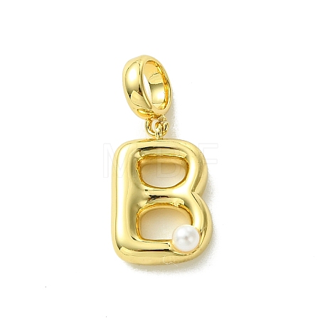 Rack Plating Brass with ABS Plastic Pearl European Dangle Charms KK-G501-02B-G-1