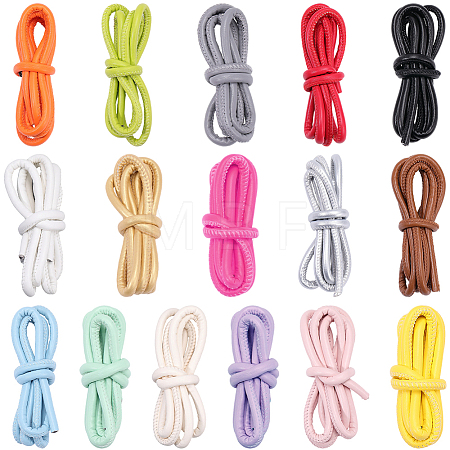 16Pcs 16 Colors Round PU Leather Cord OCOR-SC0001-15-1