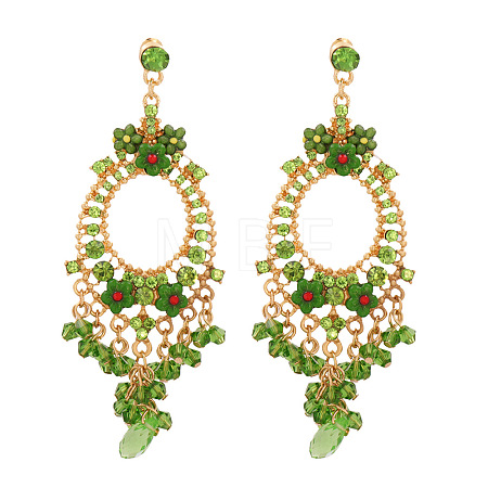 Oval Alloy Rhinestone Chandelier Earrings FS-WG8D144-02-1
