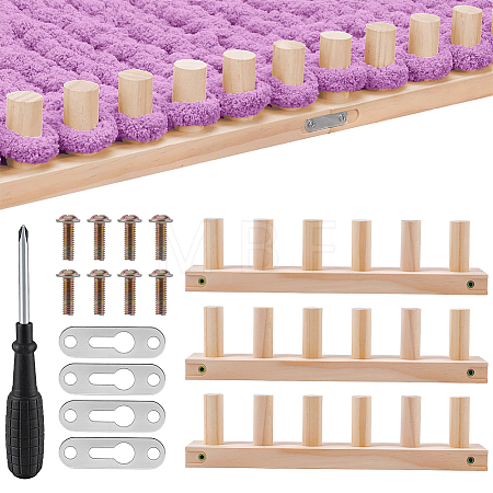 3Pcs Wood Thick Blanket Loom for Yarn DIY-WH0780-06-1