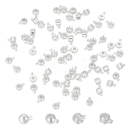 80Pcs 2 Styles Brass Crimp Beads KK-DR0001-63S-1