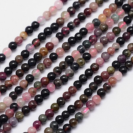 Natural Multicolor Tourmaline Round Bead Strands X-G-I162-01-3mm-1