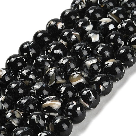 Assembled Synthetic Stone and Trochus Shell Beads Strands G-B128-08D-04-1