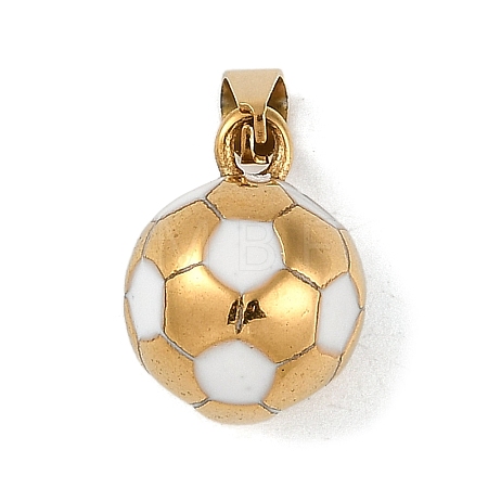 Trendy Necklace Findings 304 Stainless Steel FootBall/Soccer Ball Pendants STAS-L012-B01G-04-1