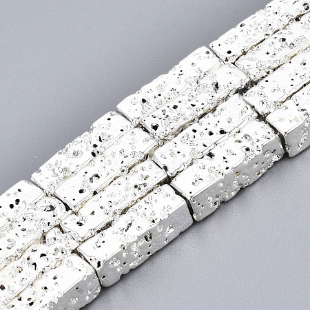 Electroplated Natural Lava Rock Beads Strands G-T114-63S-1