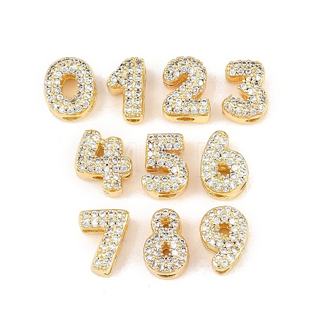Brass Micro Pave Clear Cubic Zirconia Beads KK-I478-02G-1