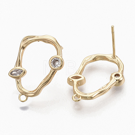 Brass Cubic Zirconia Stud Earring Findings X-KK-S354-229-NF-1