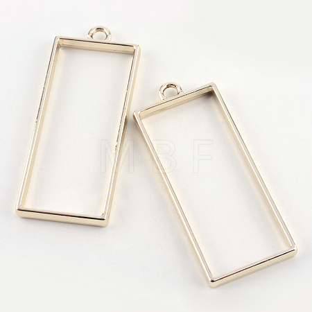 Rack Plating Alloy Rectangle Open Back Bezel Pendants PALLOY-S047-11E-FF-1