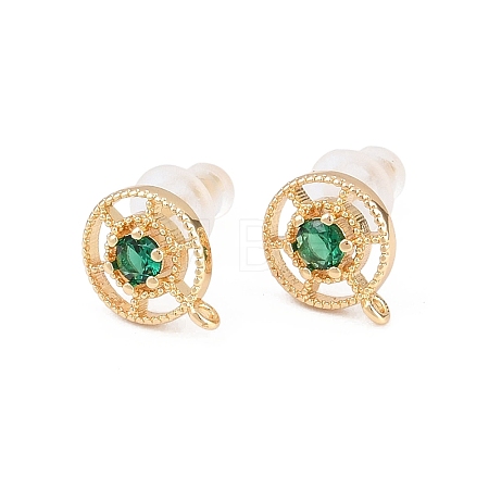 Brass Cubic Zirconia Stud Earring Findings EJEW-A155-03D-G-1
