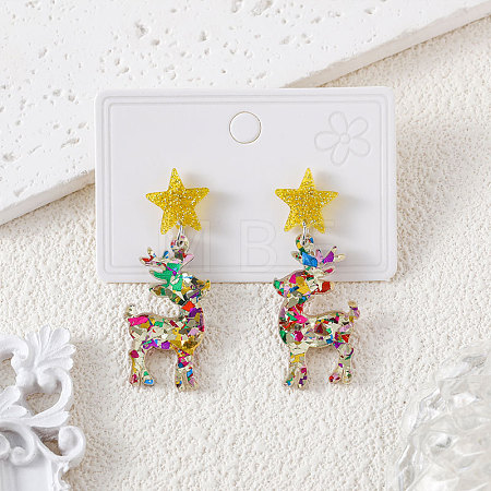 Christmas Acrylic Dangle Stud Earrings FS-WGF523C-03-1