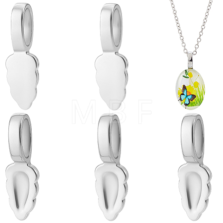6Pcs 304 Stainless Steel Glue-on Flat Pad Pendant Bails STAS-BBC0010-77-1