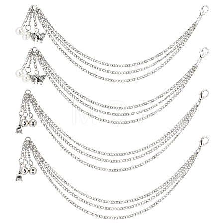 4Pcs 2 Styles Alloy Three-layer Boot Strap Chains AJEW-ME0003-12-1