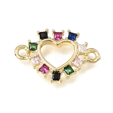 Brass Pave Cubic Zirconia Connector Charms KK-E802-15G-A-1