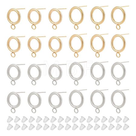 40Pcs 4 Style 304 Stainless Steel Circle Ring Stud Earring Findings STAS-UN0047-07-1