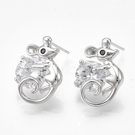 Brass Stud Earrings KK-T038-497P-1