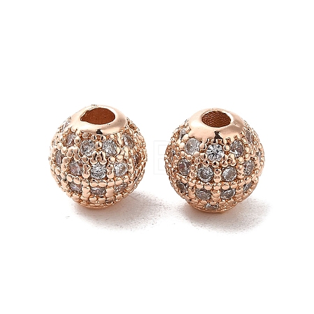 Rack Plating Brass Pave Cubic Zirconia Beads KK-D100-08RG-1