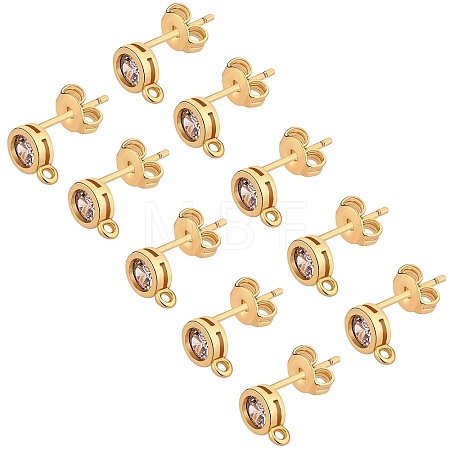 5 Pairs Rack Plating Brass Micro Pave Cubic Zirconia Stud Earring Findings KK-SZ0005-96-1