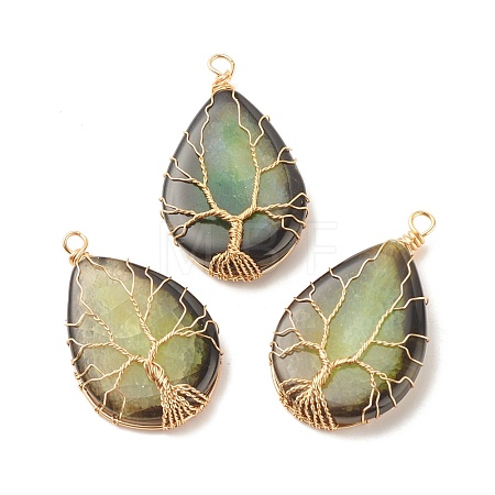 Natural Crackle Agate Pendants PALLOY-JF01527-03-1