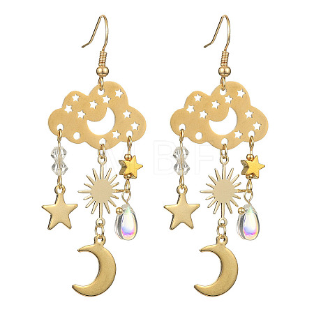 Transparent Glass Dangle Earrings EJEW-TA00259-01-1
