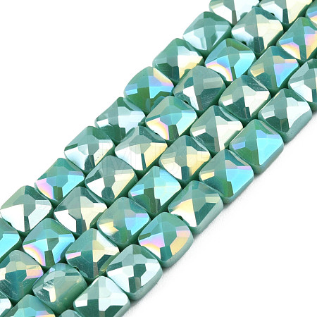 Electroplate Opaque Solid Color Glass Beads Strands EGLA-N002-43-05-1