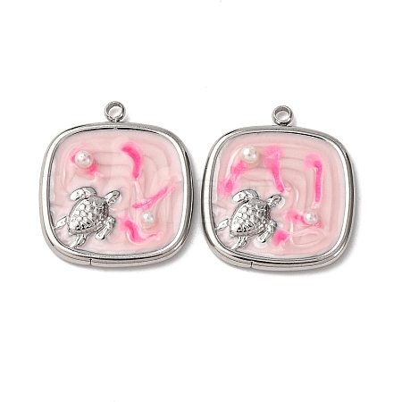 304 Stainless Steel Enamel Pendants STAS-P406-25C-P-1