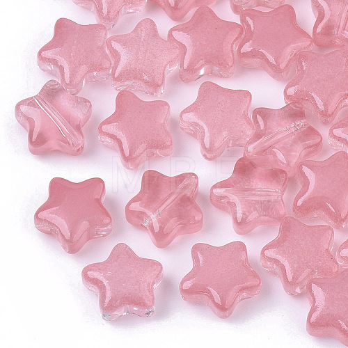 Transparent Spray Painted Glass Beads X-GLAA-N035-01-A03-1