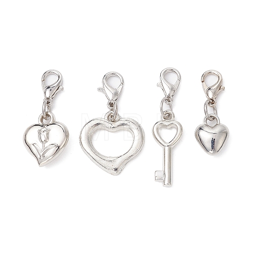 Valentine's Day Heart & Key CCB Plastic Pendants Decorations HJEW-JM01445-1