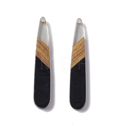 Opaque Resin & Walnut Wood Pendants RESI-M027-12H-1